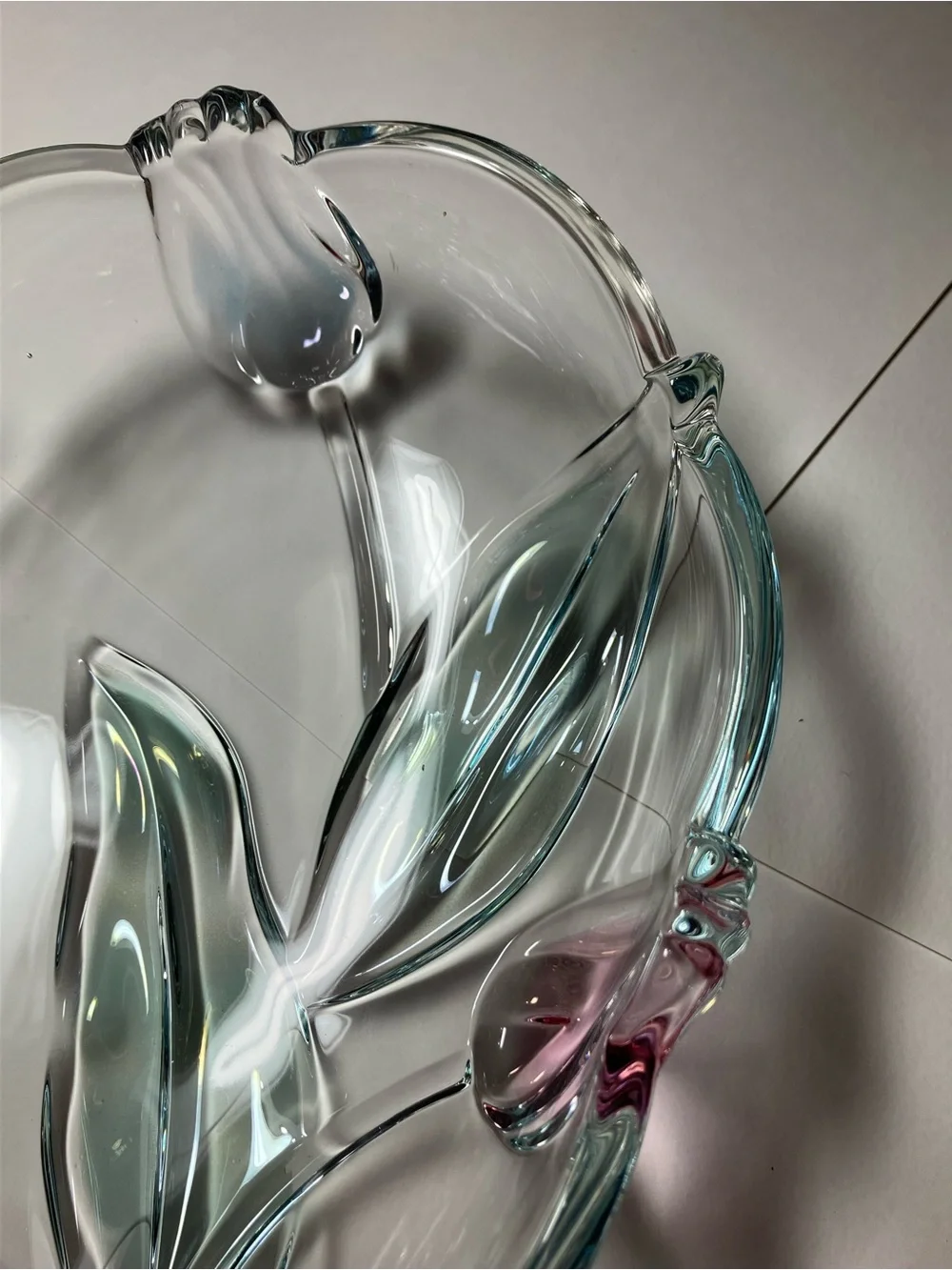 Mikasa Tripoli Heart-Shaped Glass Bowl with Pink and Blue Accents